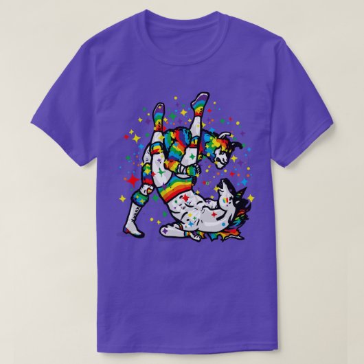 Unicorn vs Llama Battle for Rainbow T-Shirt (Design vorne)