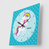 Unicorn * Wählen Sie Ihre Hintergrundfarbe Quadratische Wanduhr (Winkel)