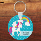 Unicorn * Wählen Sie Ihre Hintergrundfarbe Schlüsselanhänger (Vorderseite)