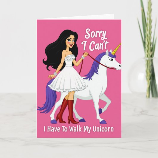 Unicorn Walk Excuse Card Karte (Vorderseite)