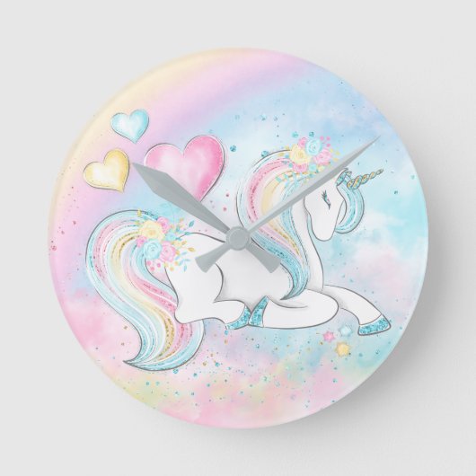 Unicorn Wall Clock Runde Wanduhr (Vorderseite)