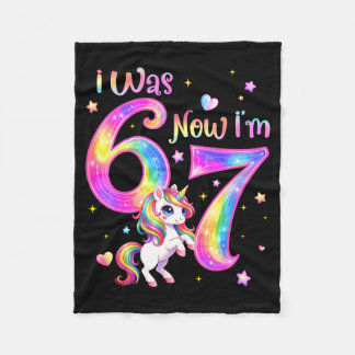Unicorn was 6 7 six seven 7th bday birthday girl fleecedecke