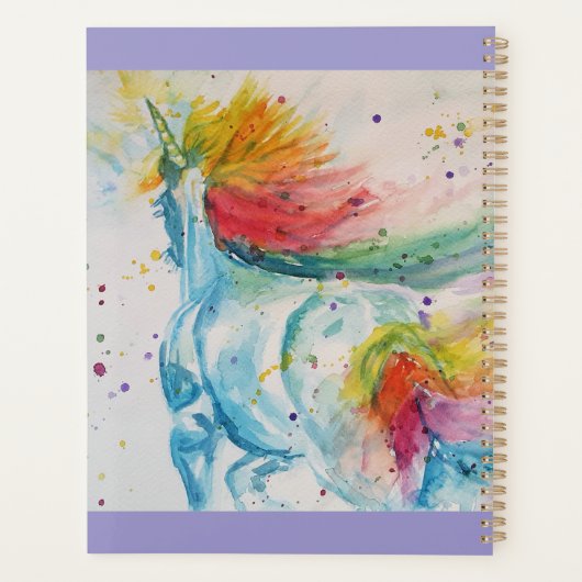 Unicorn Wasserfarbe Malerei Regenbogen Mädchen Planer (Rückseite)