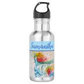 Unicorn Wasserfarbe niedlich Whimsical Girls Name Edelstahlflasche (Vorderseite)