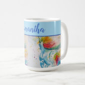 Unicorn Wasserfarbe niedlich Whimsical Girls Name  Kaffeetasse (VorderseiteRechts)
