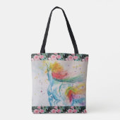 Unicorn Wasserfarbe Regenbogen Aquamarine Rose Blu Tasche (Rückseite)