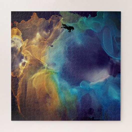 Unicorn Watcher Space Nebula Alkoholtupfer Kunst Puzzle (Horizontal)