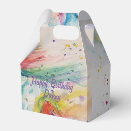 Unicorn Watercolor Boys Birthday Cake Favor Box Geschenkschachtel