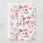 Unicorn Watercolor FairyTale Rote Rose Einladung (Rückseite)