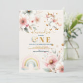 Unicorn Watercolor Girl Nico Rodelberg Einladung (Stehend Vorderseite)