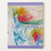 Unicorn Watercolor Malerei Regenbogen Girls Bag Planer (Rückseite)