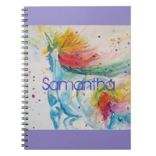 Unicorn Watercolor Painting Girls Name Notebook Notizblock