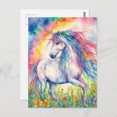 Unicorn Watercolor Postkarte (Vorne/Hinten)
