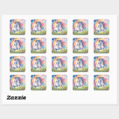 Unicorn Watercolor Quadratischer Aufkleber (Blatt)