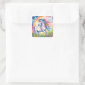 Unicorn Watercolor Quadratischer Aufkleber (Tasche)