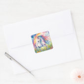 Unicorn Watercolor Quadratischer Aufkleber (Umschlag)