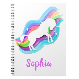 Unicorn Watercolor Rainbow Stars Notebook Notizblock