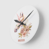 Unicorn Watercolor Runde Wanduhr (Winkel)