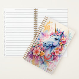 Unicorn Watercolor Splash Blume Personalisiert Notizblock