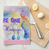 Unicorn Watercolor Womens Pink Geschirrtuch (Viertel Falte)