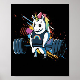 Unicorn Weightlift Fitness Deadlift Regenbogen Poster