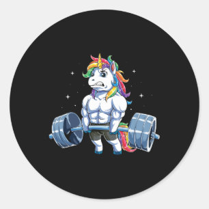 Unicorn Weightlift Fitness Gym Men Wom Runder Aufkleber