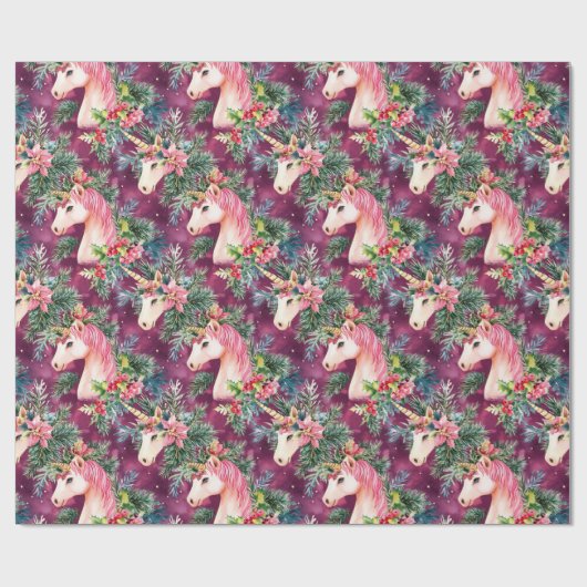 Unicorn Weihnachtsfeiertag Geschenkpapier (Flach)