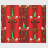 Unicorn Weihnachtsglaube Red Geschenkpapier (Flach)