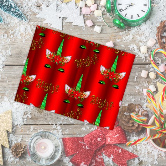 Unicorn Weihnachtsglaube Red Postkarte