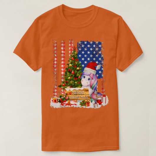 Unicorn Weihnachtsmannmütze & Xmas Tree American F T-Shirt (Design vorne)