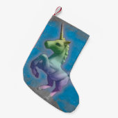 Unicorn-WeihnachtsStrumpf (blauer Nebelfleck) Kleiner Weihnachtsstrumpf (Vorderansicht (hängend))