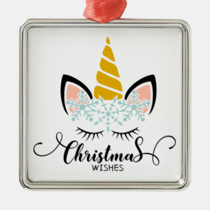 Unicorn Weihnachtswünsche Ornament Aus Metall