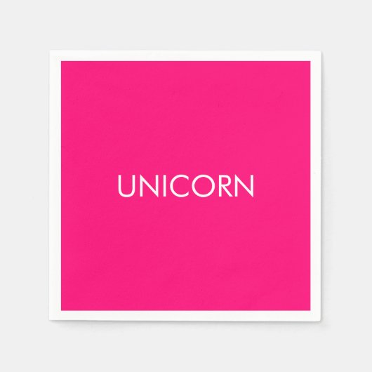 "Unicorn"-Weißpapier mit minimalistischem, heißros Serviette (Vorderseite)