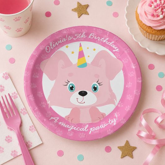 Unicorn Welppy Birthday Pappteller