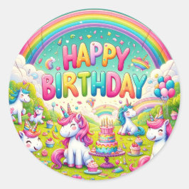 Unicorn Whimsical Birthday Aufkleber