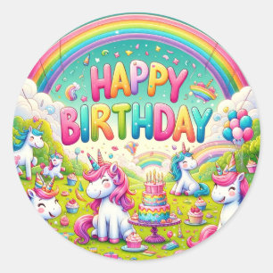 Unicorn Whimsical Birthday Aufkleber
