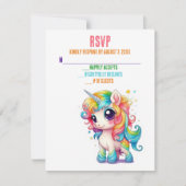 Unicorn Whimsical Magical Pink Wedding RSVP Cards (Vorderseite)