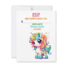 Unicorn Whimsical Magical Pink Wedding RSVP Cards