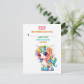 Unicorn Whimsical Magical Pink Wedding RSVP Cards Karte (Stehend Vorderseite)