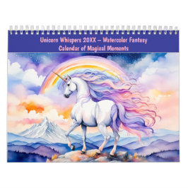 Unicorn Whispers 2026 – Watercolor Fantasy Calenda Kalender