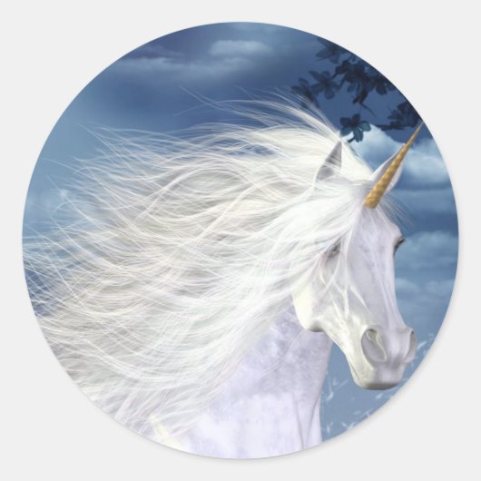 Unicorn White Beauty Nah-up Runder Aufkleber (Vorderseite)