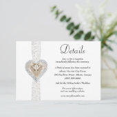 Unicorn White Lace Wedding Details Begleitkarte (Stehend Vorderseite)