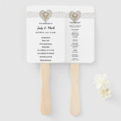 Unicorn White Lace Wedding Program Fans Fächer (Vorne und Hinten)