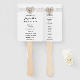 Unicorn White Lace Wedding Program Fans Fächer