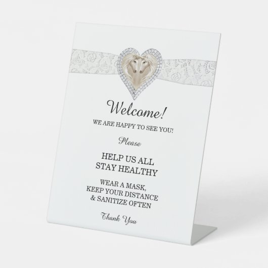 Unicorn White Lace Wedding Safety Sockelschild (Vorderseite)