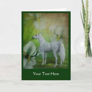 Unicorn White Lilies Fantasy Horst Foto Card Karte