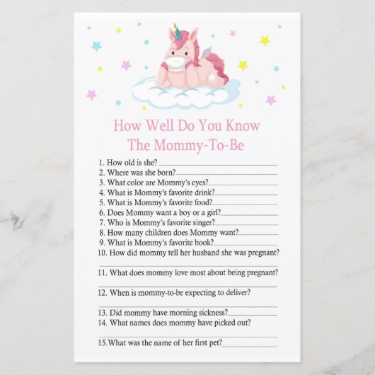 Unicorn Wie gut kennen Sie Babydusche? (Vorderseite)