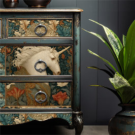 Unicorn William Morris Stil Botanischer Garten Seidenpapier