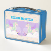 UNICORN WINGED BLUE PASTEL FARBEN Metalldose Metall Brotdose (Rückseite)