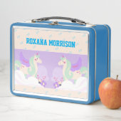 UNICORN WINGED BLUE PASTEL FARBEN Metalldose Metall Brotdose (Beispiel)